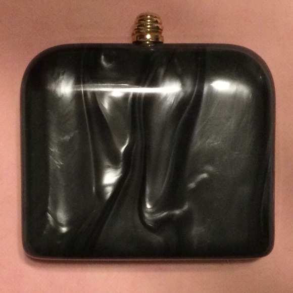 Lucite Pearlized Dark Gray Purse Bag - Picture 6 of 7